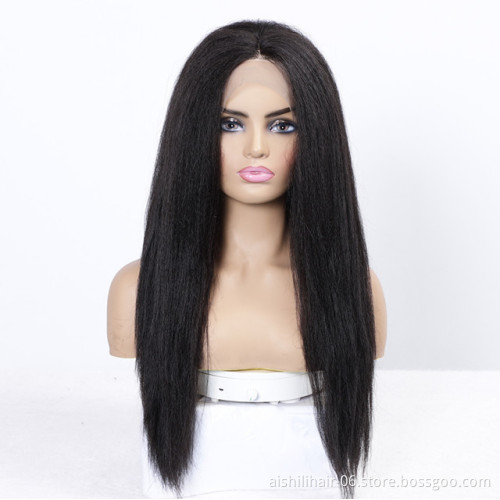 Premium synthetic lace front wigs vendors long yaki straight wig black high quality wigs for women